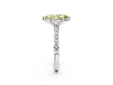 Platinum Fancy Yellow Marquise  Cut Diamond Solitaire with Pave Band and Four-Prong Setting 4