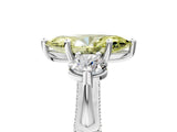 Platinum Fancy Yellow Marquise Cut Diamond Three-Stone Ring with Prong Setting and Pavé Band_11