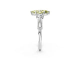 Platinum Fancy Yellow Marquise Cut Diamond Three-Stone Ring with Prong Setting and Pavé Band_8