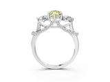 Platinum Fancy Yellow Marquise Cut Diamond Three-Stone Ring with Prong Setting and Pavé Band_9