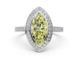 Platinum Fancy Yellow Marquise Cut Halo Bezel Diamond Pave Band Ring_42