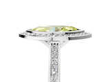 Platinum Fancy Yellow Marquise Cut Halo Bezel Diamond Pave Band Ring_47