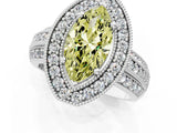 Platinum Fancy Yellow Marquise Cut Halo Diamond Engagement Ring with Pave Split Shank and Four-Prong Setting_7