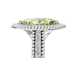 Platinum Fancy Yellow Marquise Cut Halo Diamond Ring with Beaded Split Shank and Four-Prong Setting_11