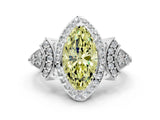 Platinum Fancy Yellow Marquise Cut Halo Diamond Split Shank Engagement Ring with Four-Prong Setting_18