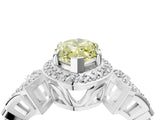 Platinum Fancy Yellow Marquise Cut Halo Diamond Split Shank Engagement Ring with Four-Prong Setting_22