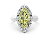 Platinum Fancy Yellow Marquise  Cut Halo Solitaire Engagement Ring with Square Band and Four-Prong Setting_24