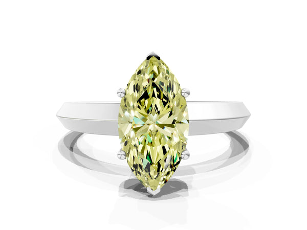 Platinum Marquise Knife-Edge Solitaire Engagement Ring Setting for Fancy Yellow Center
