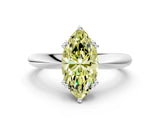 Platinum Fancy Yellow Marquise  Cut Solitaire Engagement Ring with Tapered Band and Four-Prong Setting