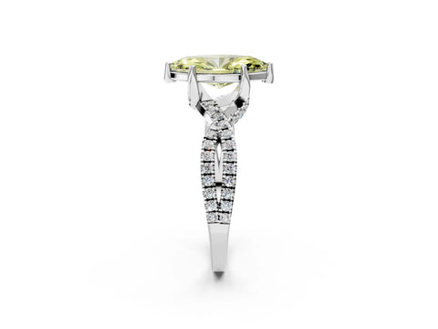 Platinum Fancy Yellow Marquise Cut Solitaire Twist Pave Diamond Engagement Ring with Prong Setting_68