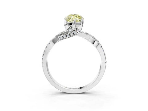 Platinum Fancy Yellow Marquise Cut Solitaire Twist Pave Diamond Engagement Ring with Prong Setting_69