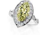Platinum Fancy Yellow Marquise  Halo Diamond Engagement Ring with Twisted Band and Four-Prong Setting 1