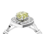 Platinum Fancy Yellow Marquise  Halo Diamond Engagement Ring with Twisted Band and Four-Prong Setting 4