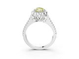 Platinum Fancy Yellow Marquise  Halo Diamond Floral Split Shank Engagement Ring 3
