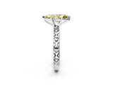Platinum Fancy Yellow Marquise  Solitaire Diamond Engagement Ring with XO Engraved Band and Four-Prong Setting 3