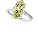 Platinum Fancy Yellow Marquise  Solitaire Diamond Ring with Four-Prong Setting and Tapered Band 1