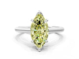 Platinum Fancy Yellow Marquise  Solitaire Engagement Ring with Six-Prong Setting and Classic Band 1