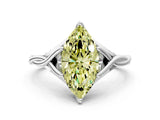 Platinum Fancy Yellow Marquise  Solitaire Twist Band Six-Prong Setting 1
