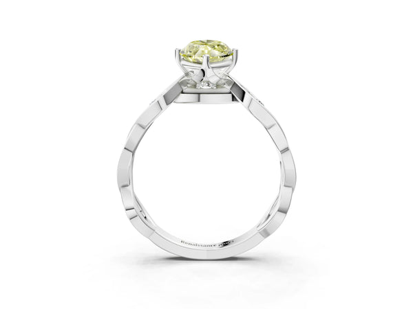 Platinum Marquise Accented Twist Engagement Ring Setting for Fancy Yellow Center