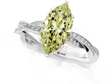 Platinum Fancy Yellow Marquise  Solitaire Twisted Pave Diamond Ring with Four-Prong Setting_1