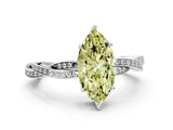 Platinum Fancy Yellow Marquise  Solitaire Twisted Pave Diamond Ring with Four-Prong Setting_18