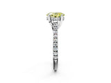 Platinum Fancy Yellow Oval  Brilliant Diamond Solitaire with Pavé Band and Four-Prong Setting 3