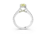 Platinum Fancy Yellow Oval  Brilliant Diamond Solitaire with Pavé Band and Four-Prong Setting 4