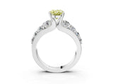 Platinum Fancy Yellow Oval  Brilliant Solitaire with Side Stones on a Pave Band and Four-Prong Setting_15