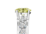Platinum Fancy Yellow Oval  Brilliant Solitaire with Side Stones on a Pave Band and Four-Prong Setting_17