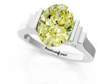Platinum Fancy Yellow Oval Cut Brilliant Solitaire Diamond Ring with Channel Set Band and Bar Prong Setting_7