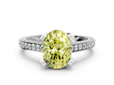 Platinum Fancy Yellow Oval Cut Brilliant Split Shank Pave Solitaire Ring with Four-Prong Setting_12