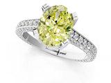 Platinum Fancy Yellow Oval Cut Brilliant Split Shank Pave Solitaire Ring with Four-Prong Setting_13