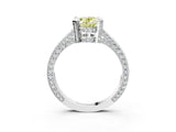 Platinum Fancy Yellow Oval Cut Brilliant Split Shank Pave Solitaire Ring with Four-Prong Setting_15