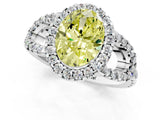Platinum Fancy Yellow Oval Cut Cut Diamond Halo Engagement Ring with Open Split Pavé Band_7