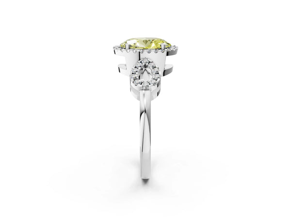 Platinum Oval Pave Infinity Halo Engagement Ring Setting for Fancy Yellow Center