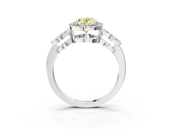 Platinum Oval Pave Infinity Halo Engagement Ring Setting for Fancy Yellow Center