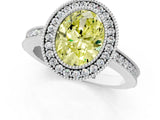 Platinum Fancy Yellow Oval Cut Cut Halo Pavé Diamond Ring_7
