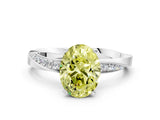 Platinum Fancy Yellow Oval Cut Diamond Engagement Ring with Side Stone Accents and Four-Prong Setting_12