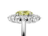 Platinum Fancy Yellow Oval Cut Diamond Floral Double Halo Engagement Ring with Prong Setting_173