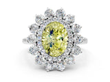 Platinum Fancy Yellow Oval Cut Diamond Floral Double Halo Engagement Ring with Prong Setting_42