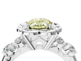 Platinum Fancy Yellow Oval  Cut Diamond Floral Halo Engagement Ring with Shared Prong Setting 5
