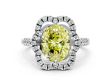 Platinum Fancy Yellow Oval Cut Diamond Floral Halo Split Shank Prong Setting Ring_6