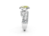 Platinum Fancy Yellow Oval Cut Diamond Halo Ring with Round Split Shank and Prong Setting_14