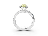 Platinum Fancy Yellow Oval Cut Diamond Halo Ring with Round Split Shank and Prong Setting_15