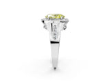 Platinum Fancy Yellow Oval Cut Diamond Halo Ring with Split Shank and Bezel Accents and Prong Setting_14