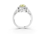 Platinum Fancy Yellow Oval Cut Diamond Halo Ring with Split Shank and Bezel Accents and Prong Setting_15