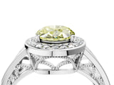 Platinum Fancy Yellow Oval Cut Diamond Halo Ring with Split Shank and Bezel Accents and Prong Setting_16