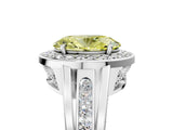 Platinum Fancy Yellow Oval Cut Diamond Halo Ring with Split Shank and Bezel Accents and Prong Setting_17