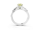Platinum Fancy Yellow Oval  Cut Diamond Ring with Baguette Side Stones, Channel Set Band, and Four-Prong Setting_15