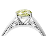 Platinum Fancy Yellow Oval Cut Diamond Solitaire Engagement Ring with Cathedral Setting and Four-Prong Mount_22